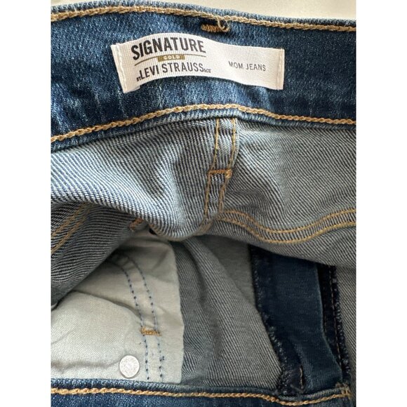 NWT Levi’s Strauss Signature 90s Mom Jeans Dark Denim Holes Rips Size 16 - Picture 5 of 6